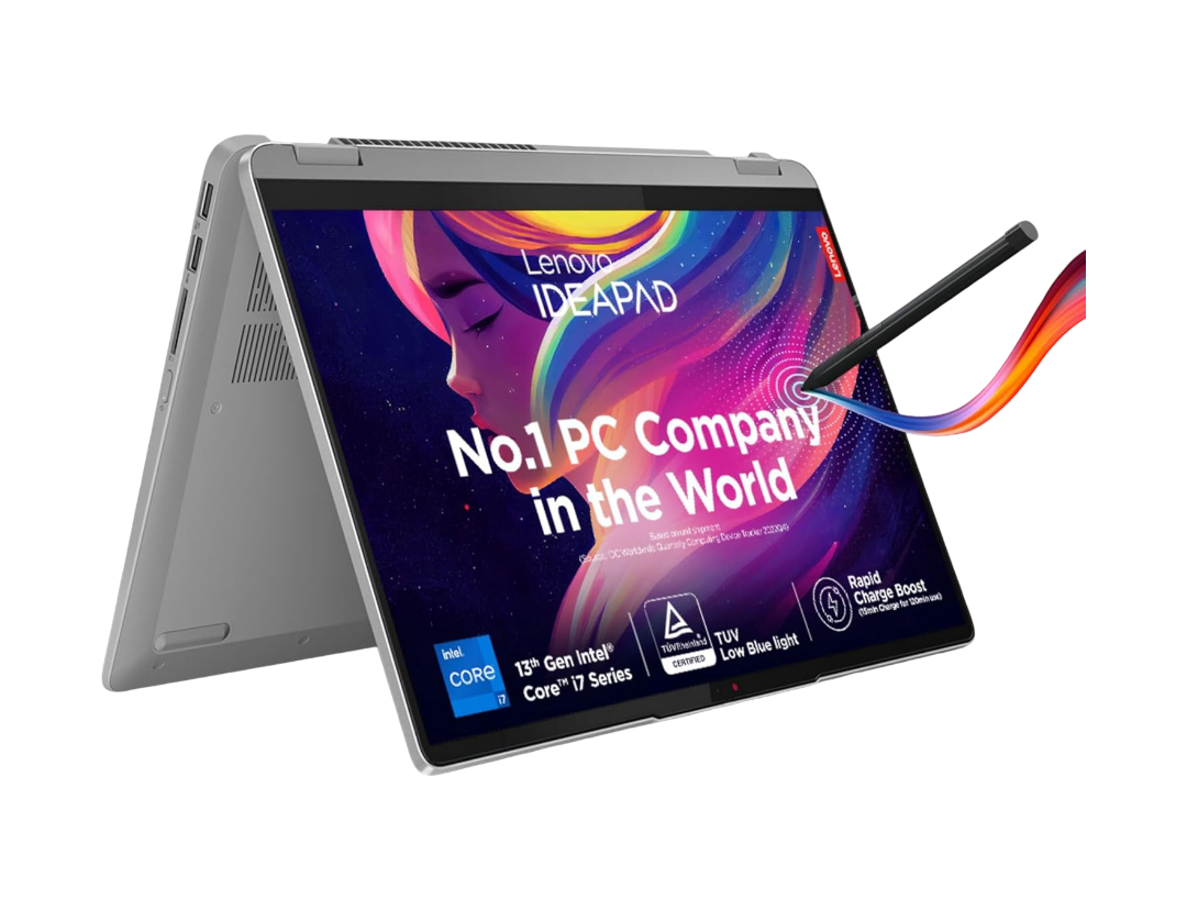 Lenovo IdeaPad Flex 5 Intel Core i7-1355U 14"(35.5cm) WUXGA+ IPS 2-in-1 Laptop (16GB RAM/512GB SSD/Windows 11/Office 2021/Lenovo Digital Pen/Backlit KB/3 Month Game Pass/Grey/1.5Kg), 82Y00052IN