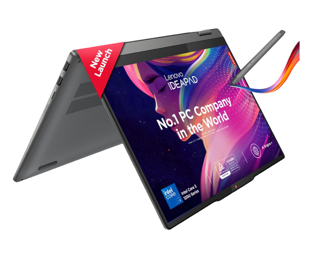 Lenovo Ideapad 5 2-in-1 Intel Core 5 120U 14" (35.5cm) WUXGA IPS 300Nits Convertible Laptop (16GB/512GB SSD/Win 11/Office 21/Backlit KB/FPR/FHD Camera/Alexa/3 Mon. Game Pass/Grey/1.6kg), 83DT004SIN