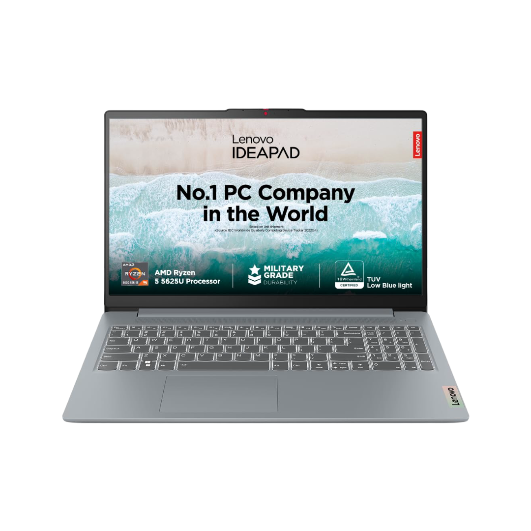 Lenovo IdeaPad Slim 3 Ryzen 5 5625U 15.6" (39.6cm) FHD Thin and Light Laptop (16GB RAM/512GB SSD/Integrated AMD Radeon Graphics/Windows 11/Office Home 2024/Grey/1.6Kg), 82XM00UGIN