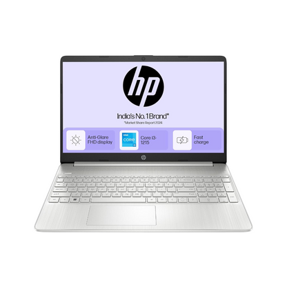 HP 15s, 12th Gen Intel Core i3-1215 Laptop (8GB RAM, 512GB SSD), Anti-Glare, 15.6"/39.6cm, FHD, Win 11, MS Office 2021, Silver, 1.69Kg, Intel UHD Graphics, HD Camera, Dual Speakers, fy5003TU