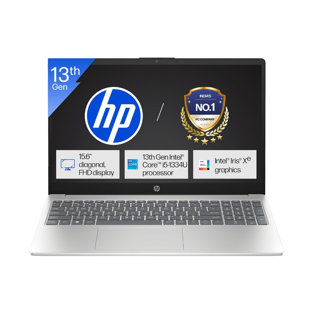 HP 15, Intel Core i5-1334U(13th Gen) Laptop (8GB DDR4,1TB SSD) Anti-Glare, Micro-Edge,15.6''/39.6cm, FHD, Win11, M365 Basic(1yr),Office Home24, Silver,1.59kg, FHD Camera,15-fd0549TU