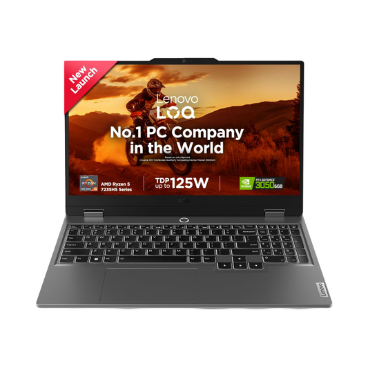 Lenovo LOQ AMD Ryzen 5 7235HS| NVIDIA RTX 3050 6GB (24GB RAM/512GB SSD/144Hz Refresh Rate/15.6" (39.6cm)/Windows 11/Office Home 2024/3 Mon. Game Pass/Grey/2.4Kg), 83JC00K1IN AI Gaming Laptop
