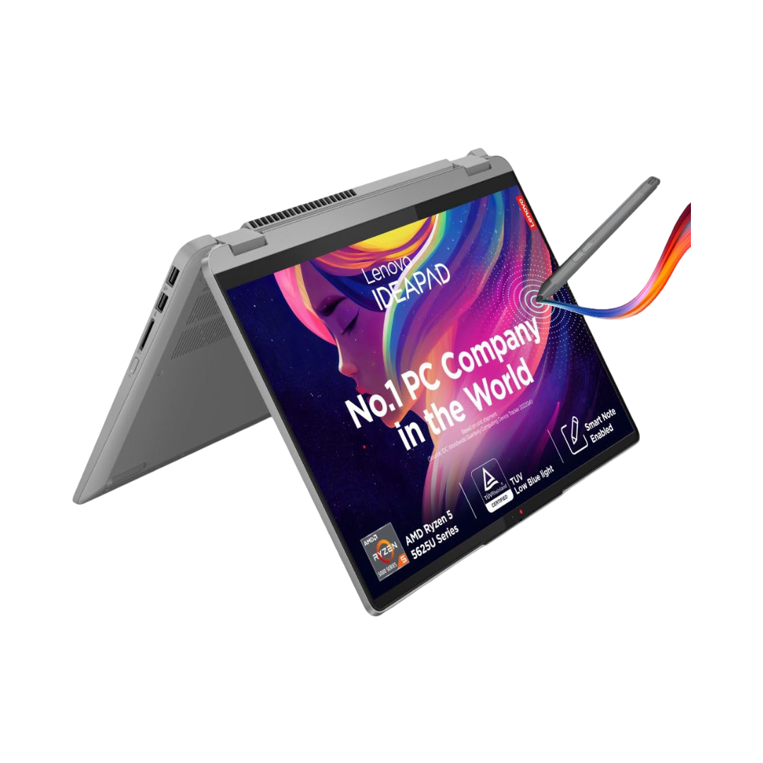 Lenovo IdeaPad Flex 5 AMD Ryzen 5 5625U (16GB RAM/512GB SSD/14 (35.5cm)/WUXGA IPS/Windows 11/Office Home 2024/Lenovo Digital Pen/1Yr ADP/Grey/1.5Kg), 82XX00G4IN Convertible Laptop