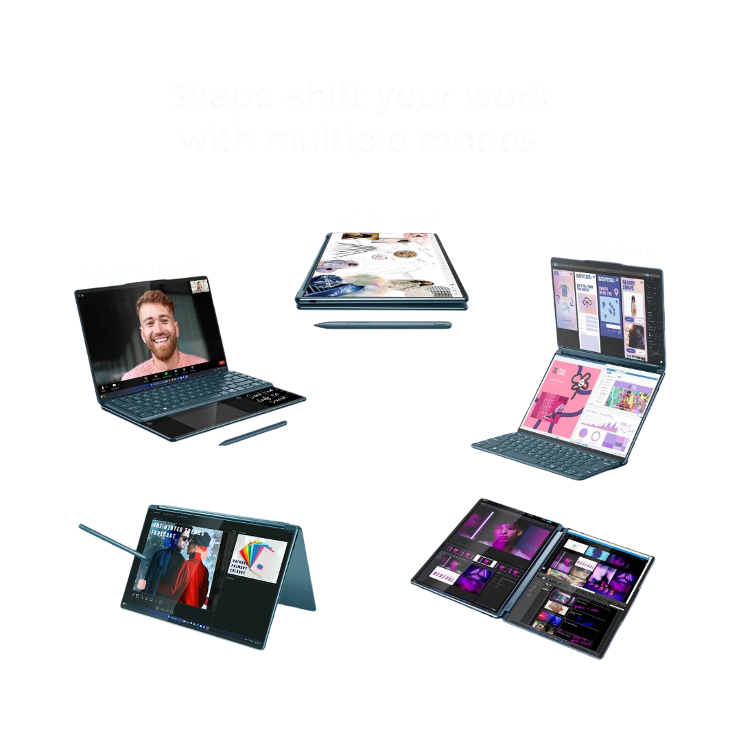 Lenovo Yoga Book 9 2025 Intel Evo Core Ultra 9 285H Dual 14" 2.8K WQXGA+ OLED Display (2x35.5cm) with Pen+Slim Mouse+Folio Stand+Sleeve |32GB RAM/1TB SSD/Windows 11/Office 2024/Teal/1.2Kg, 83KJ000QIN