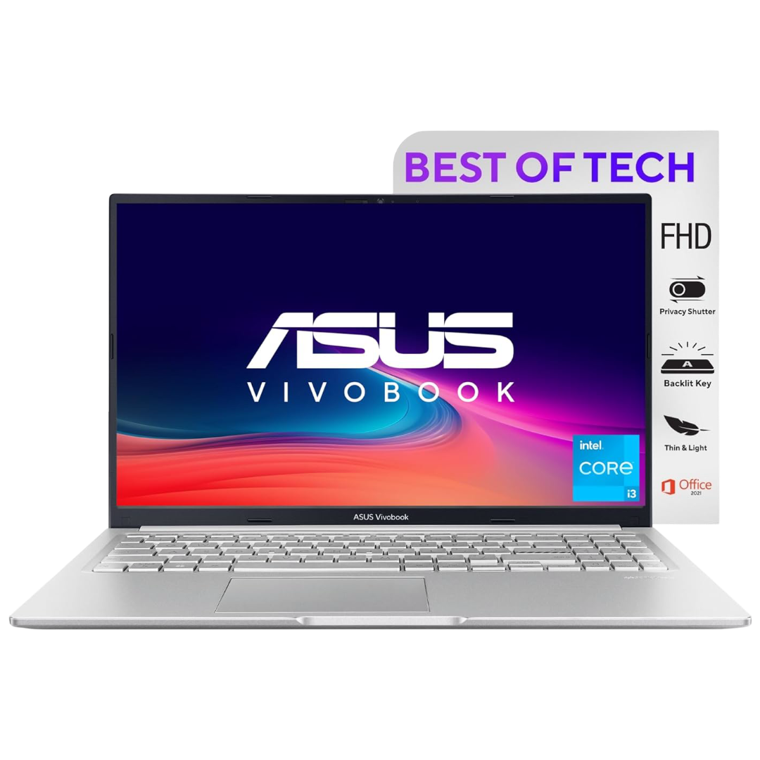 ASUS VivoBook 15 (2022), Intel Core i3-1215U, 12th Gen, 8GB RAM, 512GB SSD, FHD, 15.6"/39.62cm, Windows 11, MS Office 2021, Icelight Silver, 1.7KG, X1502ZA-EJ322WS, Backlit KB Laptop