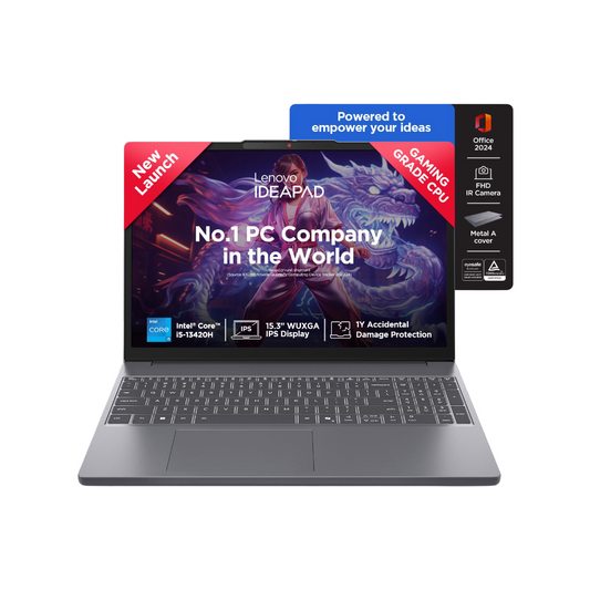 Lenovo IdeaPad Slim 3 13th Gen Core i5-13420H 15.3 inch (38.8cm) WUXGA IPS Laptop (16GB RAM/1TB SSD/Windows 11/Office Home 2024/Backlit Keyboard/1Yr ADP Free/3 Mon. Game Pass/Grey/1.6Kg), 83K100HSIN