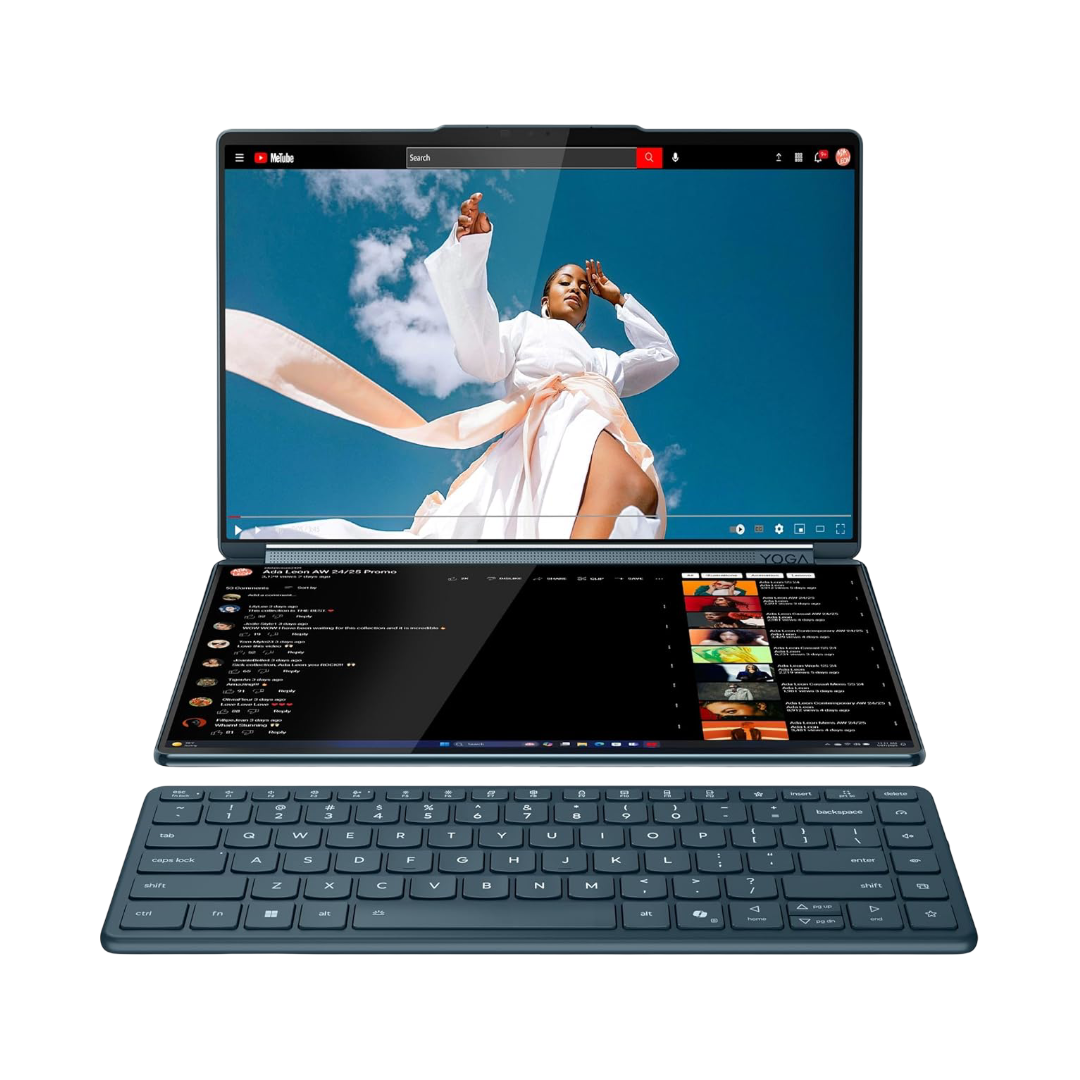 Lenovo Yoga Book 9 2025 Intel Evo Core Ultra 9 285H Dual 14" 2.8K WQXGA+ OLED Display (2x35.5cm) with Pen+Slim Mouse+Folio Stand+Sleeve |32GB RAM/1TB SSD/Windows 11/Office 2024/Teal/1.2Kg, 83KJ000QIN