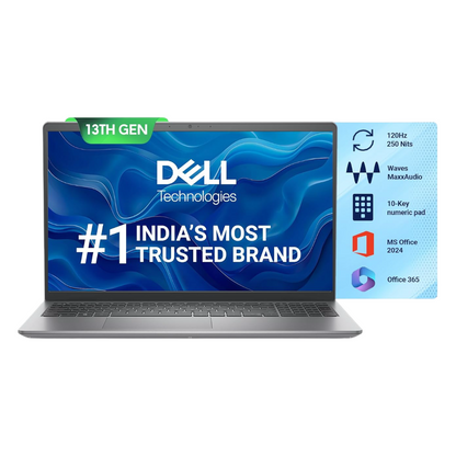 Dell Vostro 13th Gen Laptop Intel, Intel Core i3-1305U, 15.6" FHD 120Hz 250 nits Narrow Border Display, 16GB DDR4 RAM, 512GB, Intel UHD Graphics, Win 11 + Office H&S 2024, Titan Grey, 1.66Kg