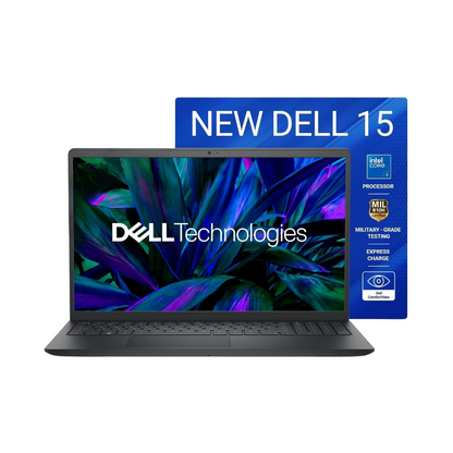New Dell 15 Laptop, Intel Core 3 100U Processor, 8GB, 512GB,Intel® UHD Graphics Graphics, 15.6" FHD 120Hz IPS 250 nit Display, Standard Keyboard, Win 11 + Office H&S 2024, Carbon Black, 1.63kg